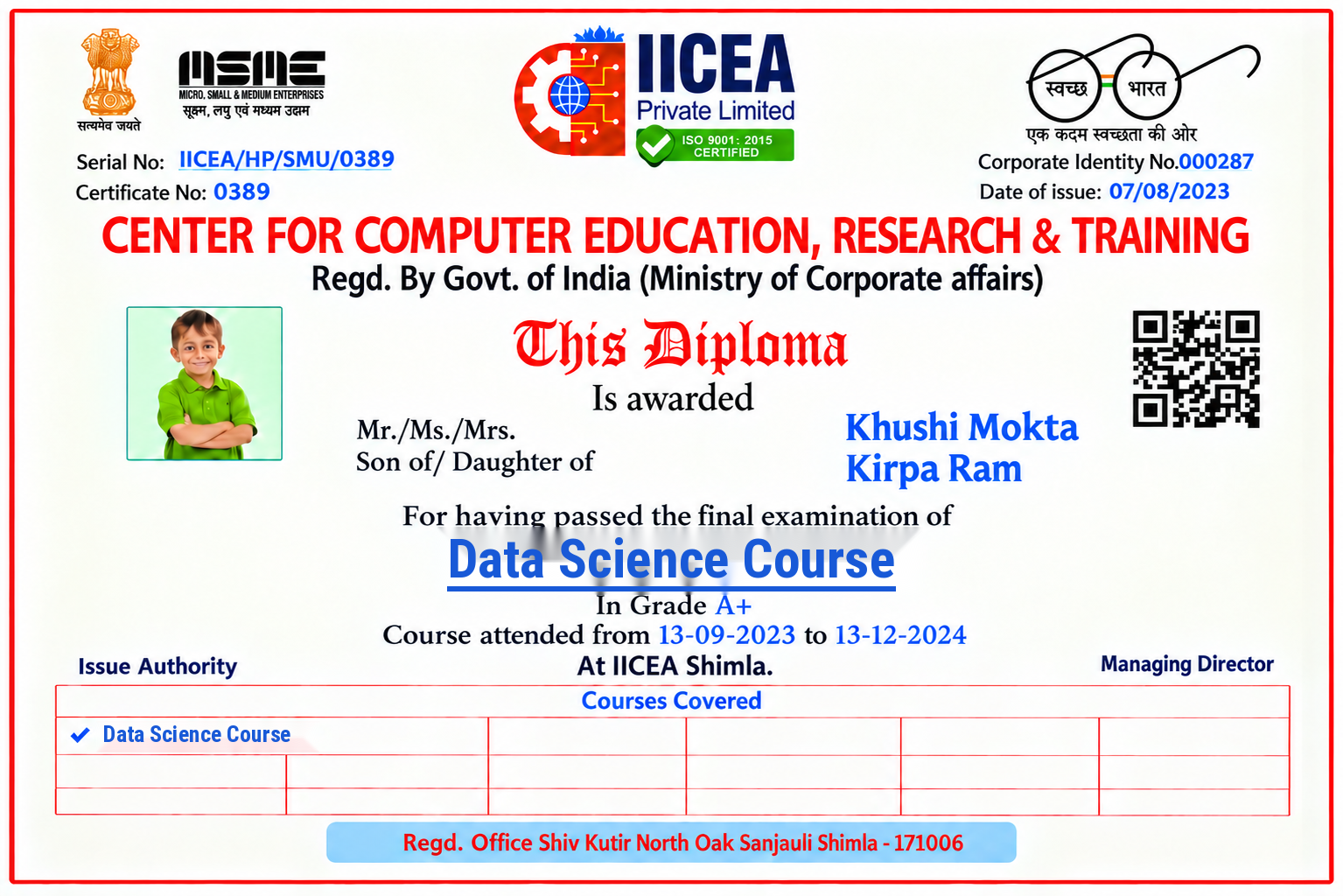 IICEA Data Science Certificate